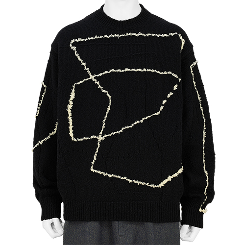 CONTINUOUS LINE EMBROIDERY SWEATER BLACK