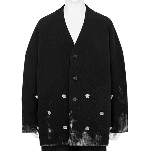 SOFU TESHIGAHARA FLOWER BUTTON CARDIGAN BLACK