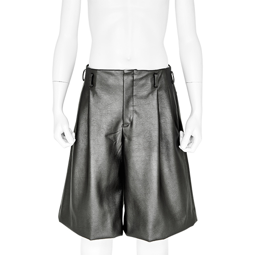 SYNTHETIC LEATHER SHORTS GUNMETAL SILVER