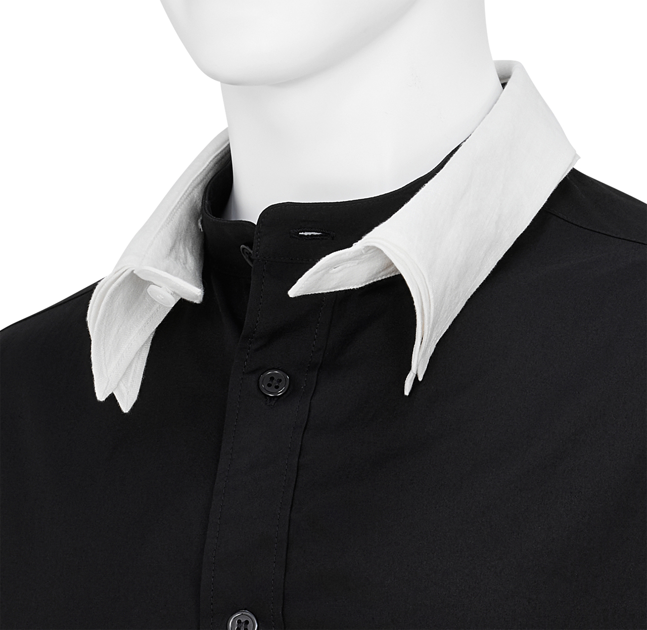 TRIPLE COLLAR SHIRT BLACK - Yohji Yamamoto POUR HOMME (ヨウジ