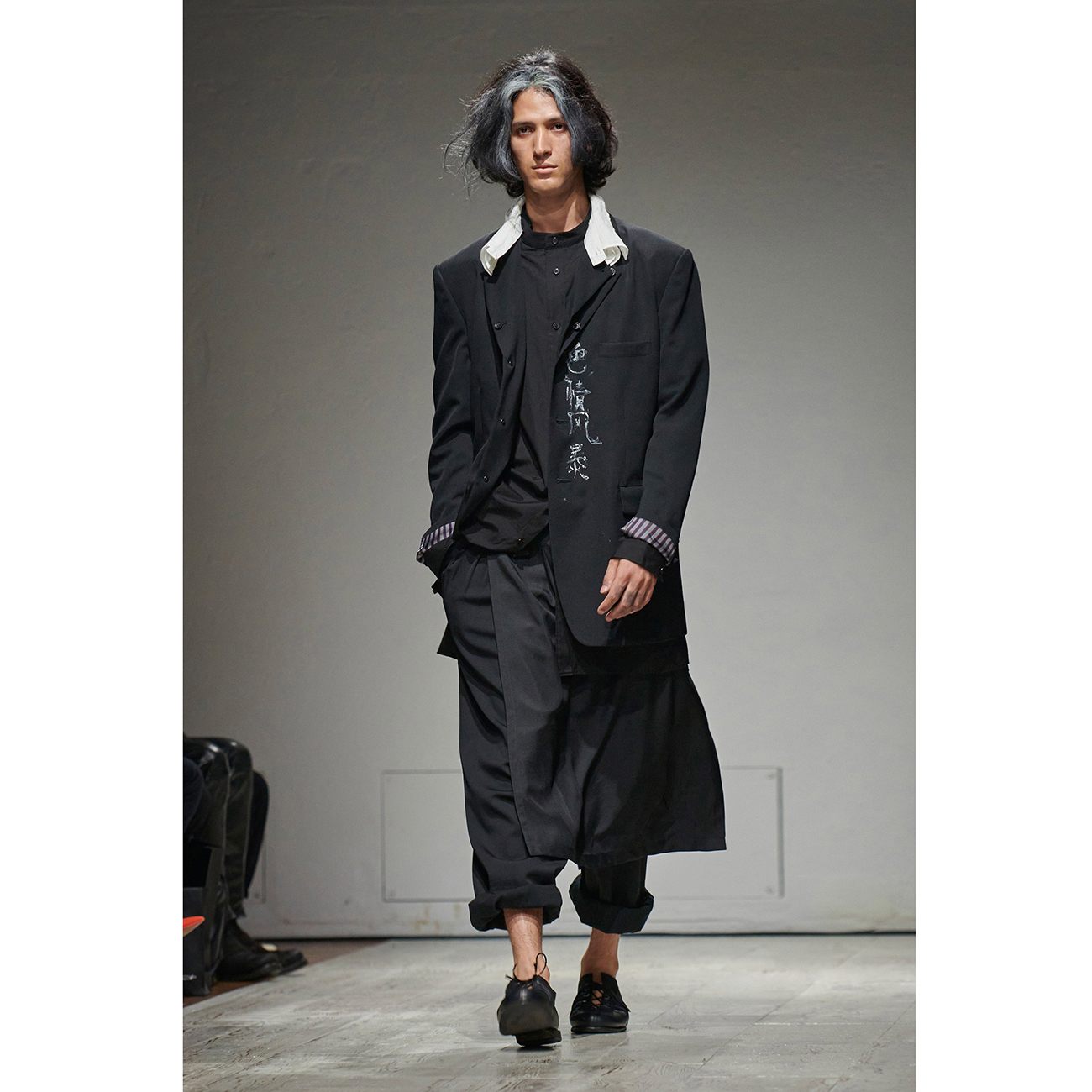 TRIPLE COLLAR SHIRT BLACK - Yohji Yamamoto POUR HOMME (ヨウジ