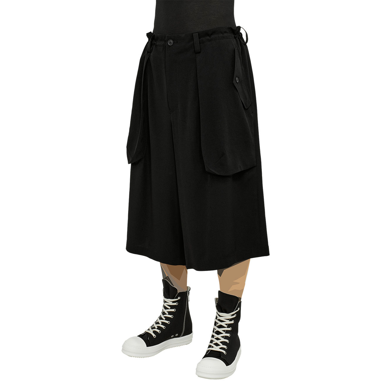 TRIACETATE SHORTS BLACK - Yohji Yamamoto POUR HOMME (ヨウジ