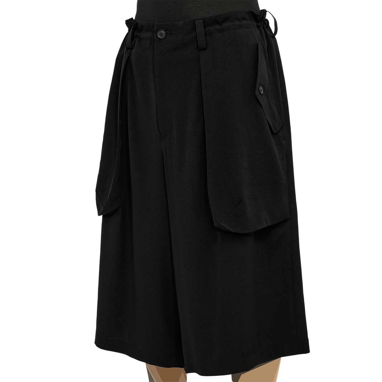 TRIACETATE SHORTS BLACK - Yohji Yamamoto POUR HOMME (ヨウジ