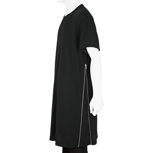 POLYESTER ZIP T-SHIRT BLACK