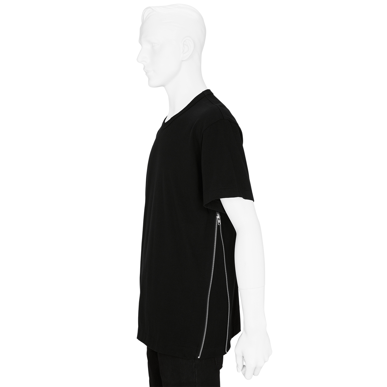 COTTON ZIP T-SHIRT BLACK - COMME des GARCONS HOMME PLUS (コム デ