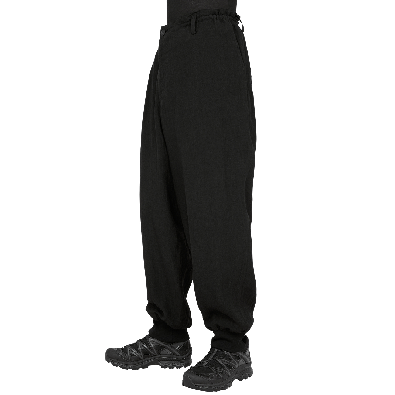 LINEN PANTS BLACK - Yohji Yamamoto POUR HOMME (ヨウジ ヤマモト