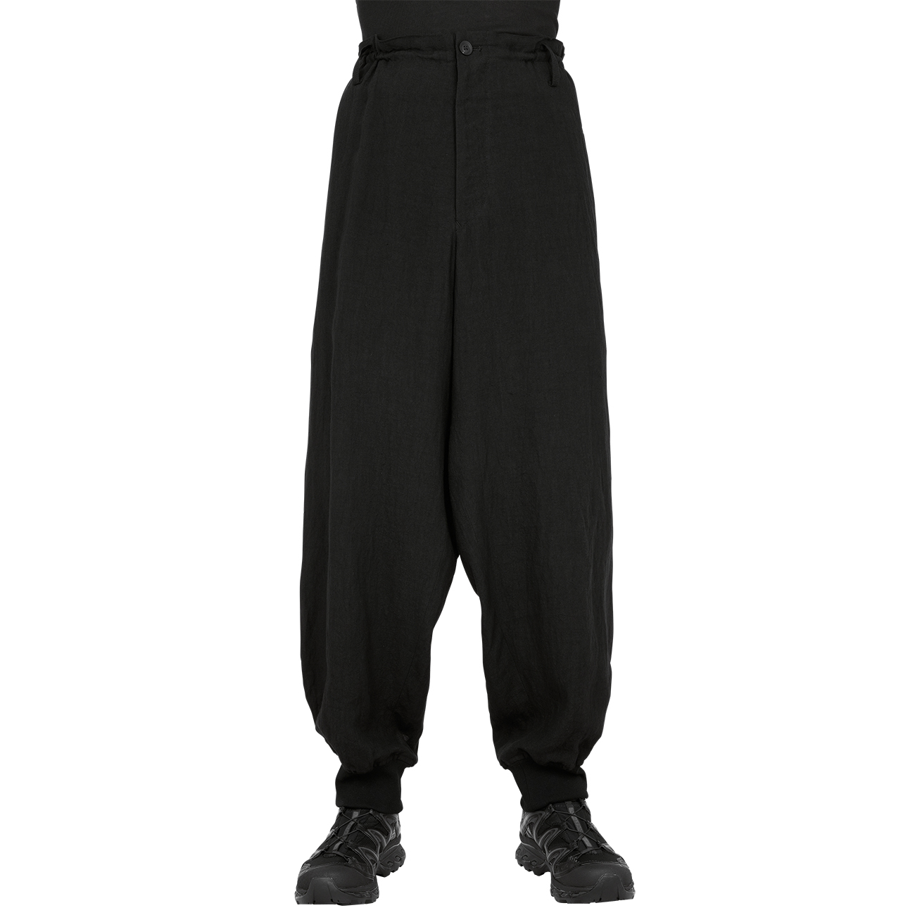 LINEN PANTS BLACK - Yohji Yamamoto POUR HOMME (ヨウジ ヤマモト