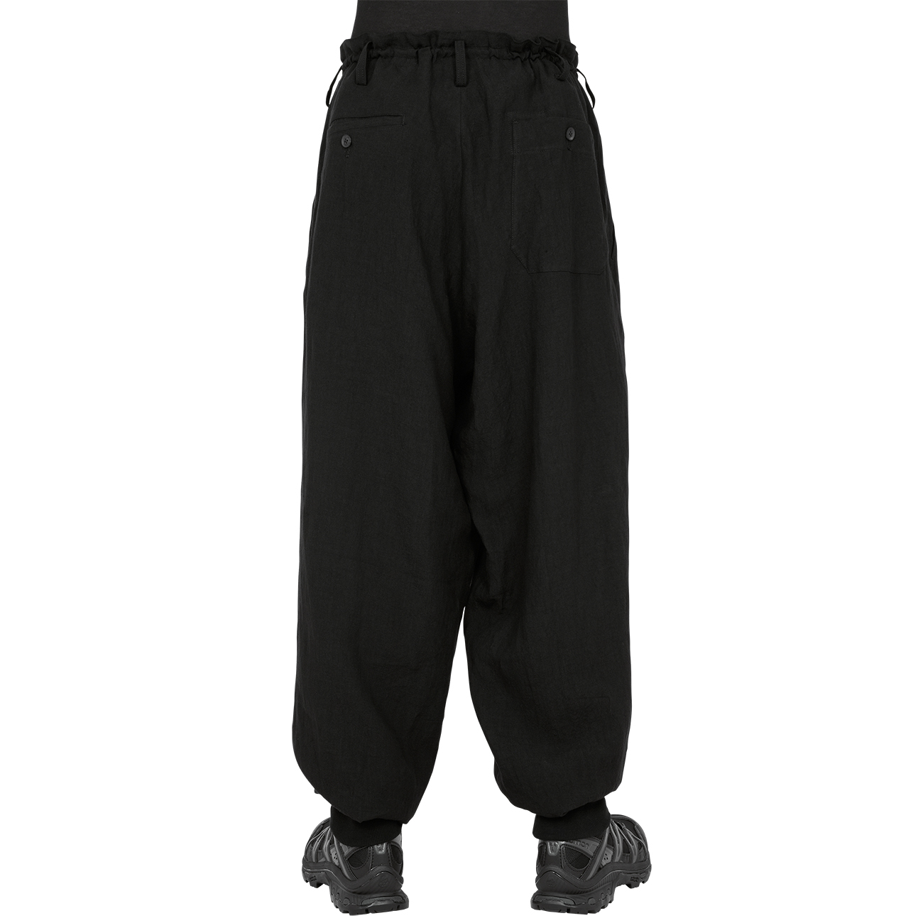 LINEN PANTS BLACK - Yohji Yamamoto POUR HOMME (ヨウジ ヤマモト