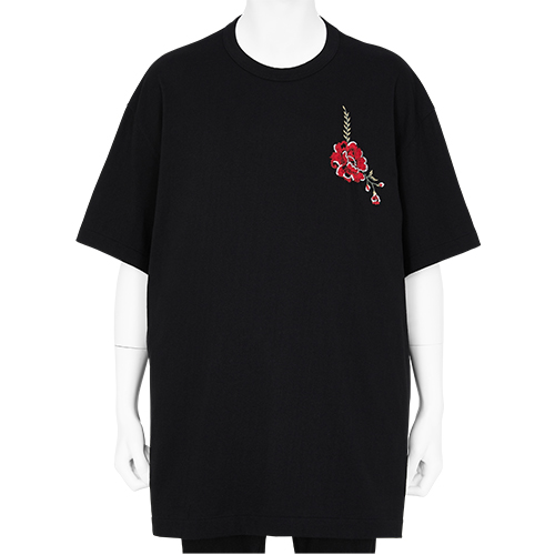 FLOWER EMBROIDERY T SHIRT BLACK