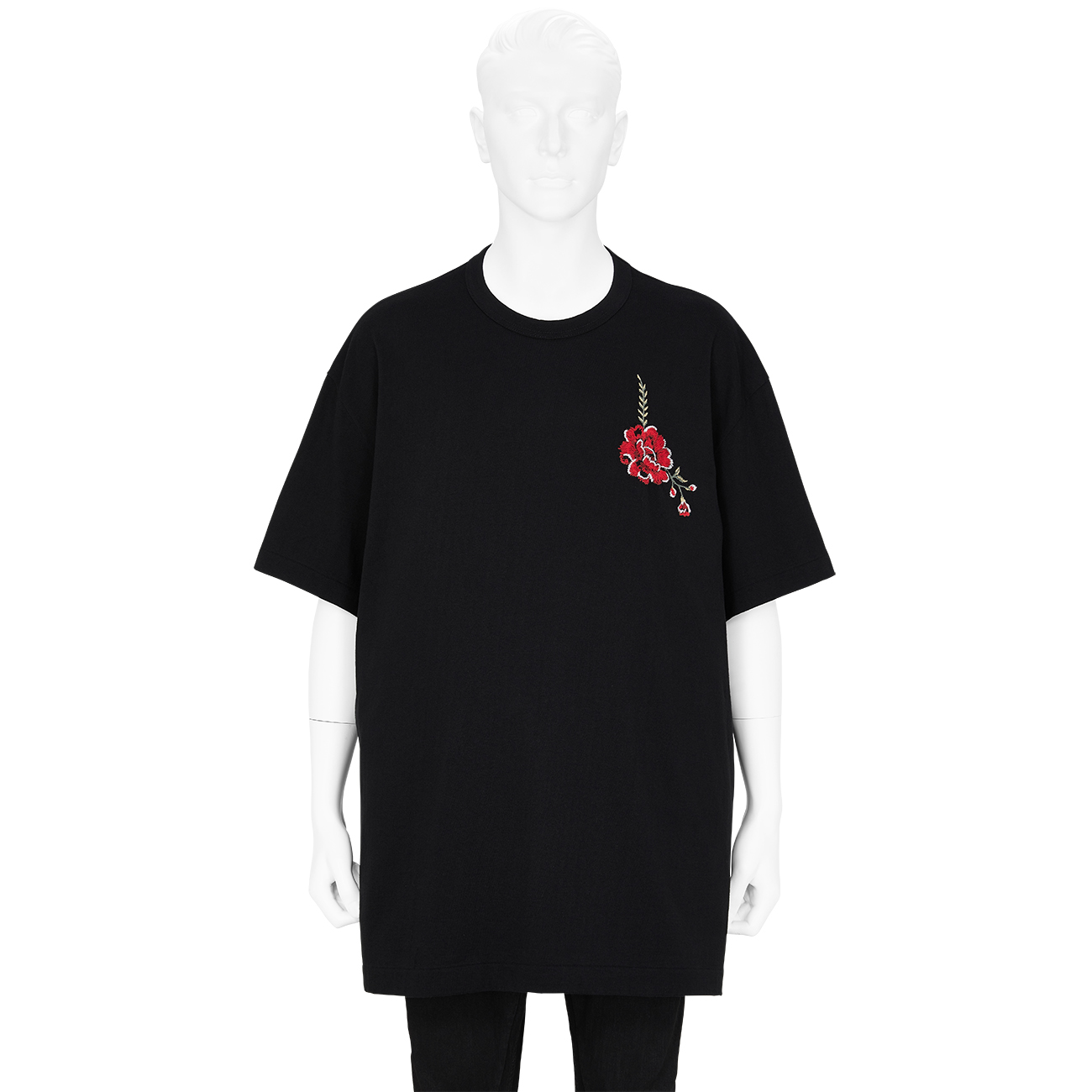 FLOWER EMBROIDERY T SHIRT BLACK - COMME des GARCONS HOMME PLUS