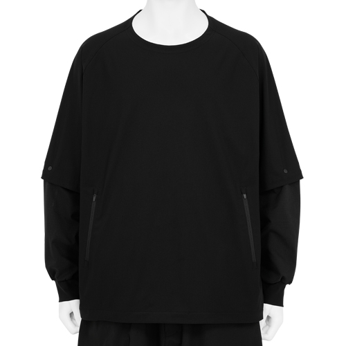 DETACHABLE SLEEVE L/S T-SHIRT BLACK