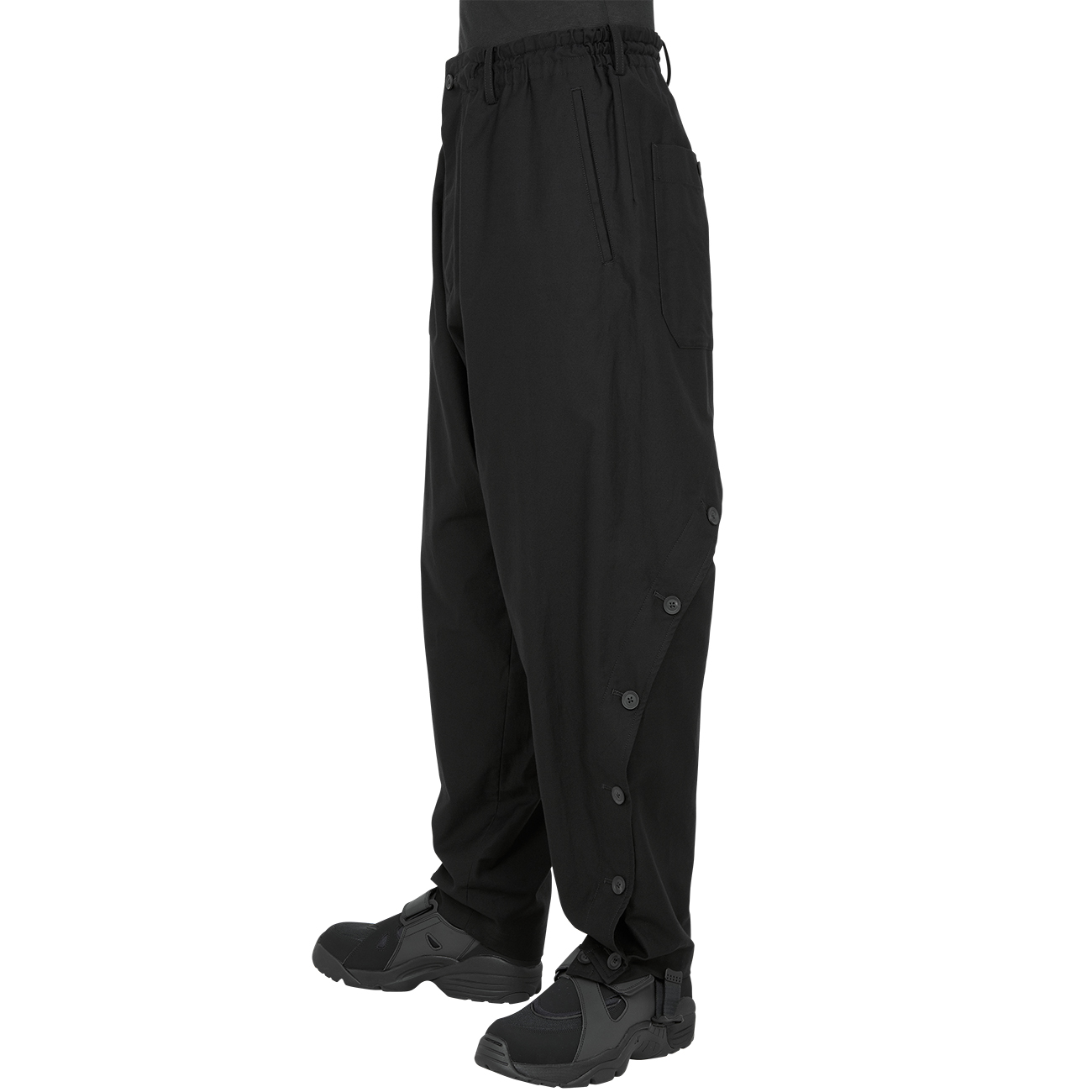 BUTTON SARROUEL PANTS BLACK - Yohji Yamamoto POUR HOMME (ヨウジ ヤマモト プールオム