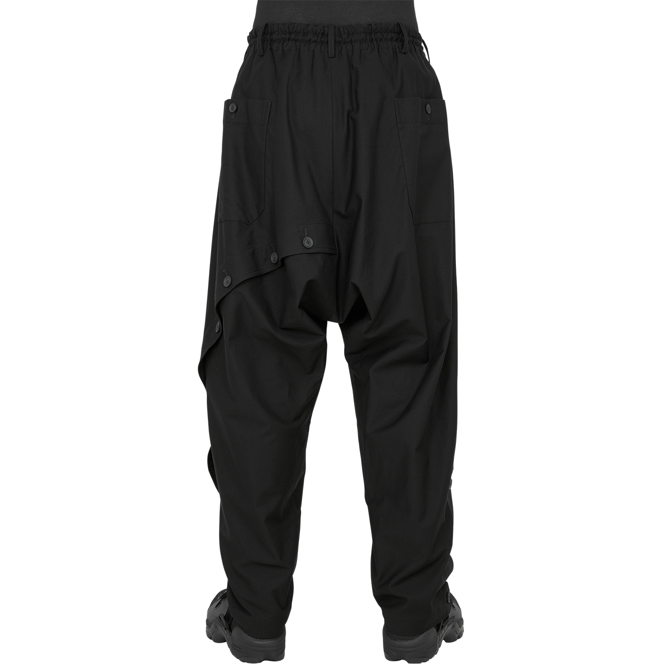 BUTTON SARROUEL PANTS BLACK - Yohji Yamamoto POUR HOMME (ヨウジ ヤマモト プールオム