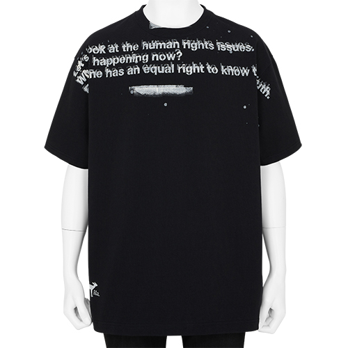 STENCIL T-SHIRT [ HUMAN RIGHTS ISSUES ] WHITE×BLACK