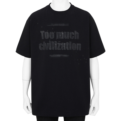 STENCIL T-SHIRT [ TOO MUCH CIVILIZATION ] BLACK×BLACK