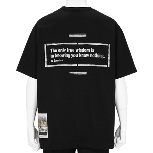 STENCIL T-SHIRT [ Socrates ] BLACK×WHITE