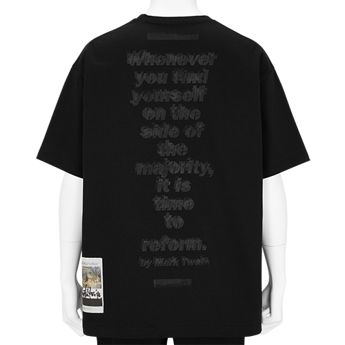 STENCIL T-SHIRT [ Mark Twain  ] BLACK×BLACK