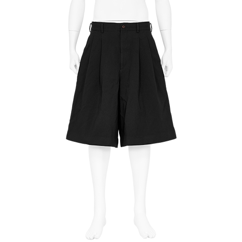 POLYESTER TWO TUCK SHORTS BLACK