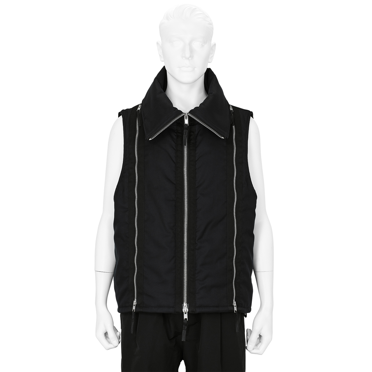 ZIP VEST BLACK - ALMOSTBLACK (オールモストブラック) - トップス 