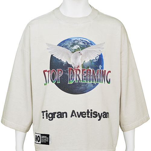 CROPPED TEE [ STOP DREAMING ] BEIGE