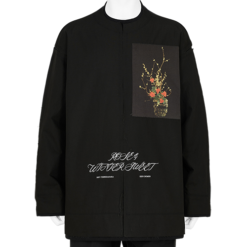 SOFU TESHIGAHARA PRINT SHIRT LAYER SWEAT BLACK