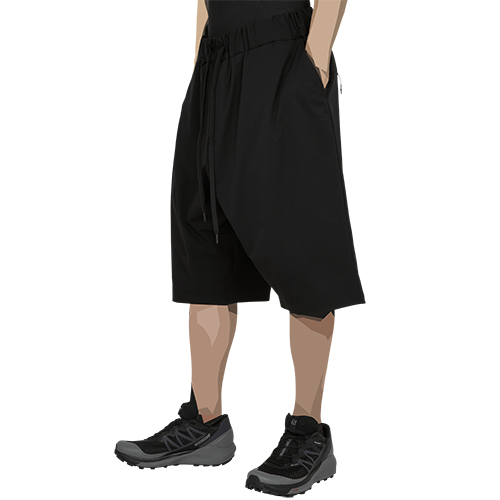 22AW STRETCHED SARROUEL SHORTS BLACK