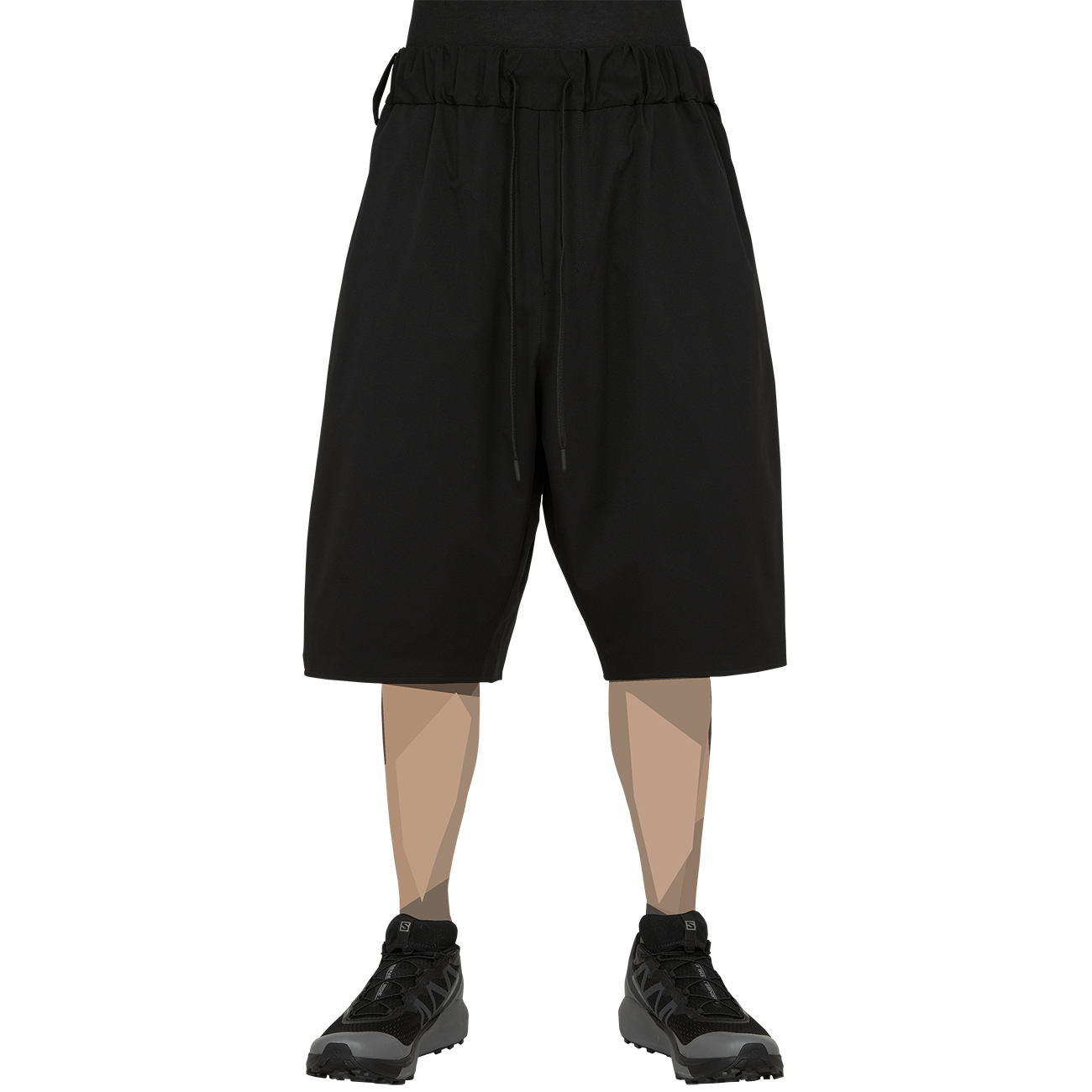 WHITE MOUNTAINEERING BLK (ホワイトマウンテニアリング ビーエルケー) - 22AW STRETCHED SARROUEL SHORTS BLACKの詳細画像2