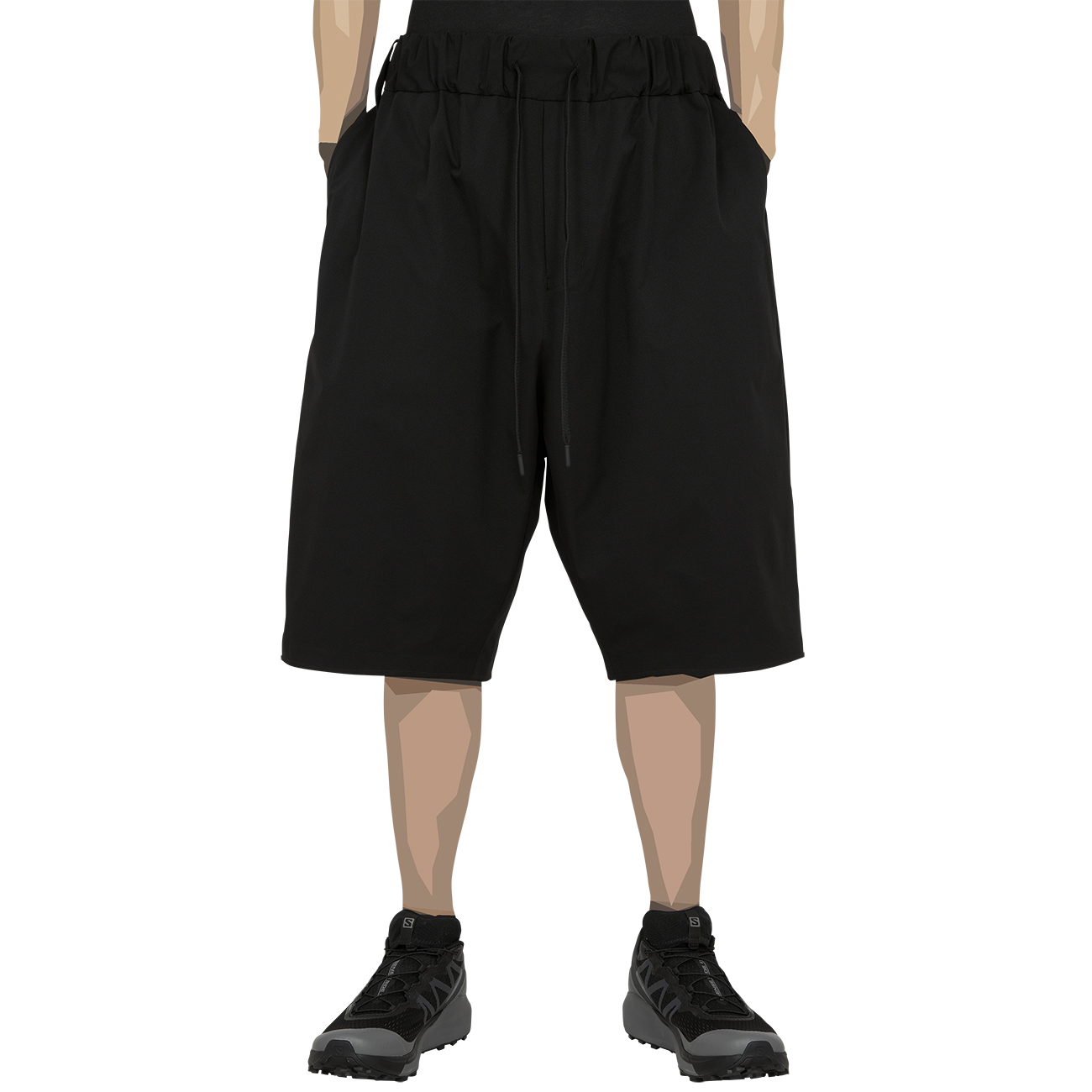 WHITE MOUNTAINEERING BLK (ホワイトマウンテニアリング ビーエルケー) - 22AW STRETCHED SARROUEL SHORTS BLACKの詳細画像3