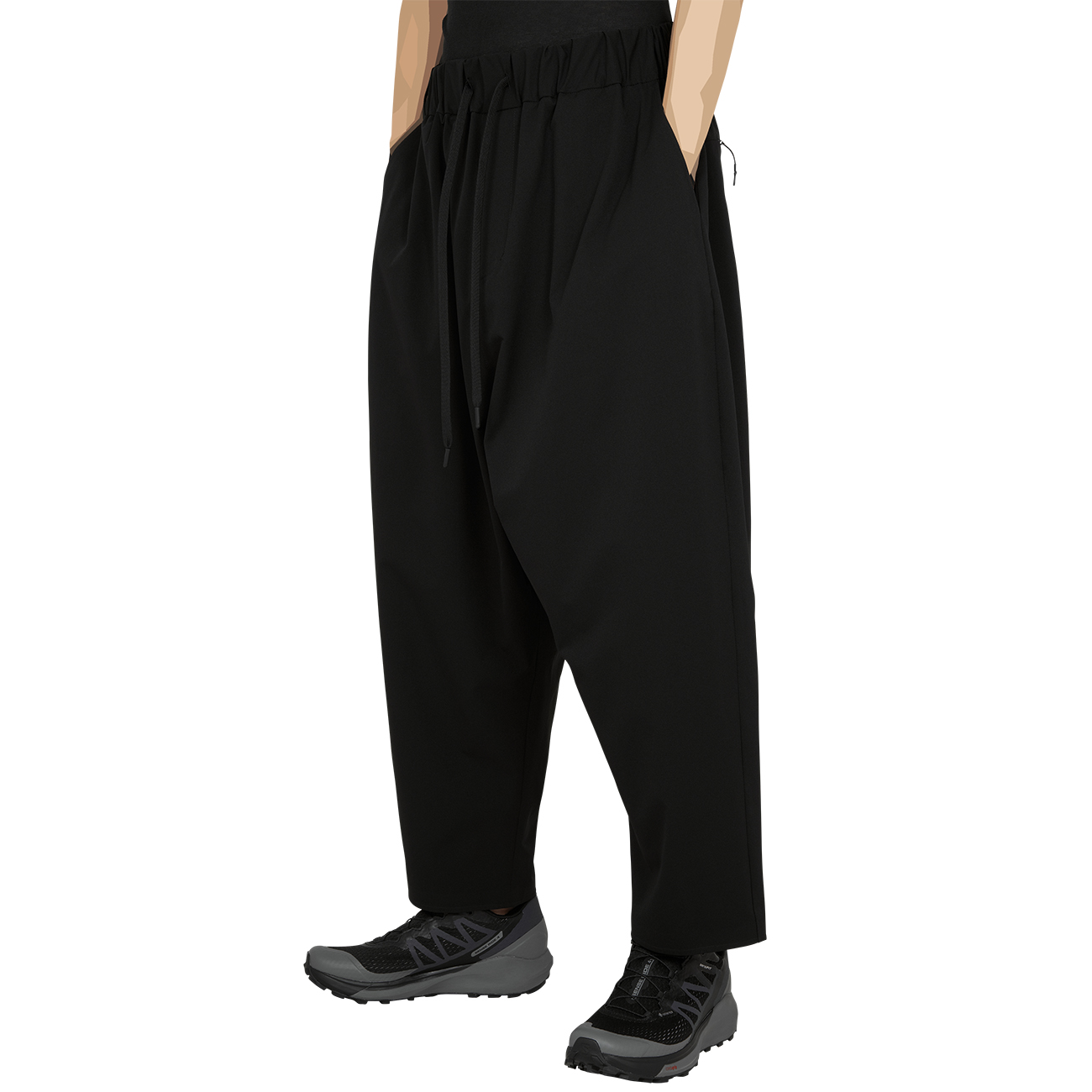 WHITE MOUNTAINEERING BLK (ホワイトマウンテニアリング ビーエルケー) - 22AW STRETCHED SARROUEL PANTS BLACKの詳細画像1