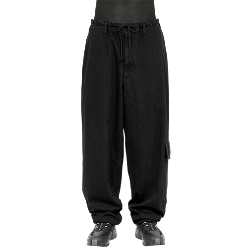 BLACK DENIM CARGO PANTS BLACK