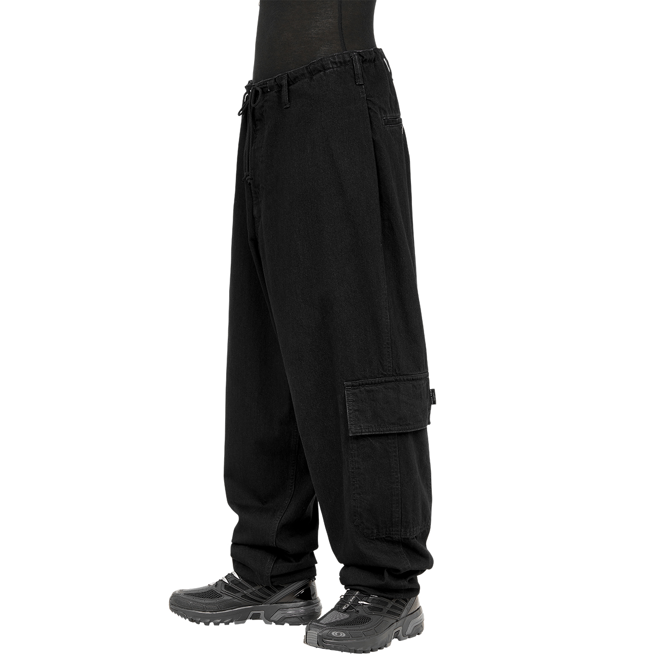 BLACK DENIM CARGO PANTS BLACK - Yohji Yamamoto POUR HOMME (ヨウジ