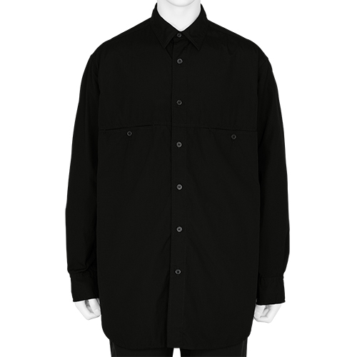 Yohji Yamamoto POUR HOMME ヨウジヤマモト プールオム 21AW ストライプパネルシャツ 柄切替レーヨンシャツ ブラック HX-B43-816