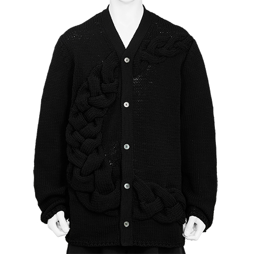 ASYMMETRY CABLE CARDIGAN BLACK