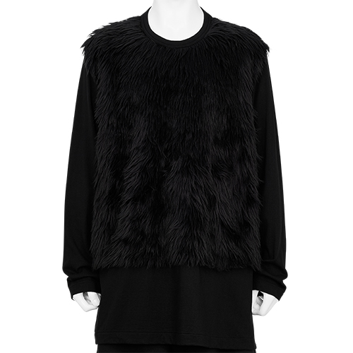 FAKE FUR L/S TEE BLACK