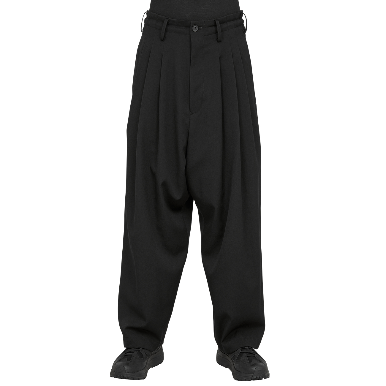 3 TUCK WOOL PANTS BLACK - Yohji Yamamoto POUR HOMME (ヨウジ