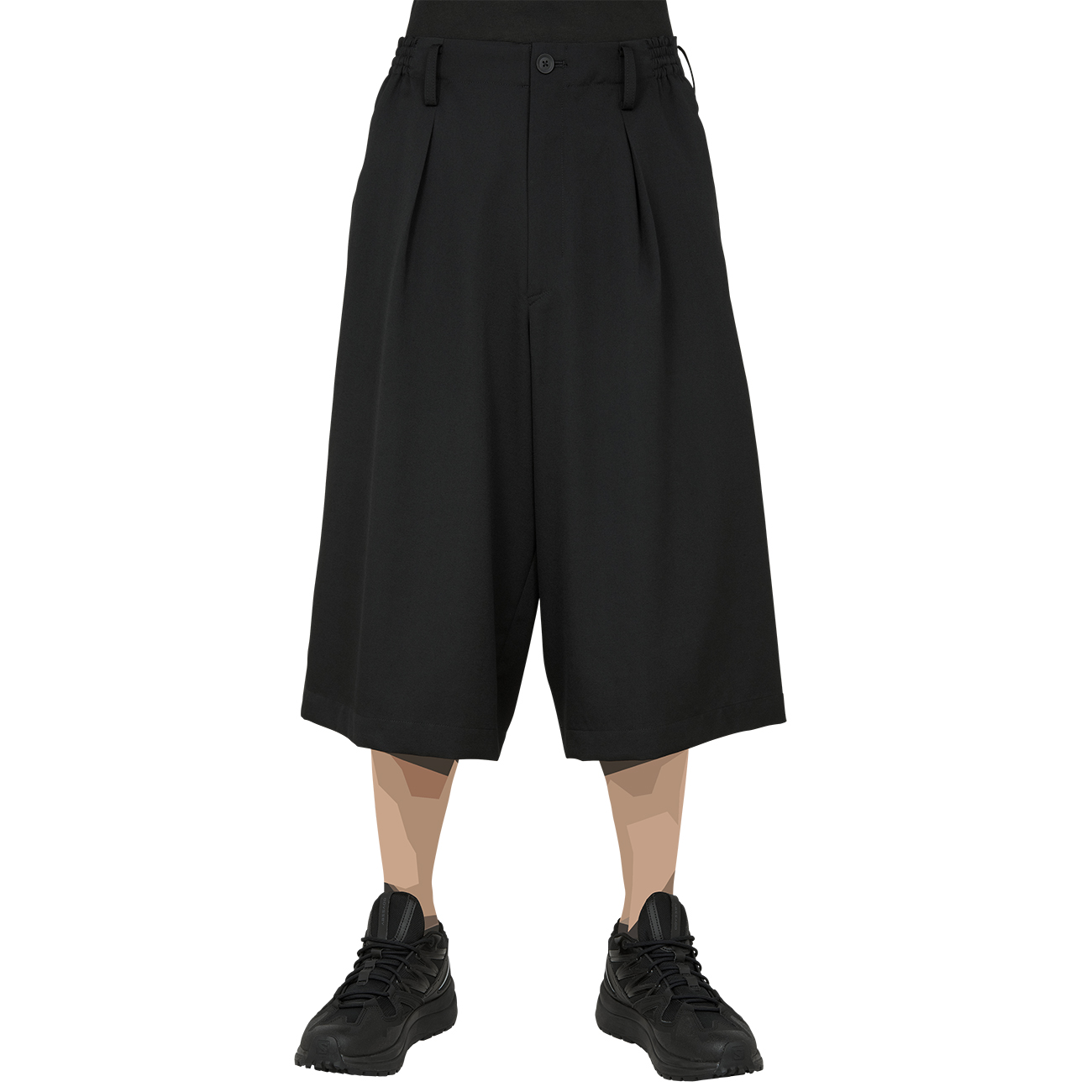 WOOL SHORTS WITH BUTTON BLACK