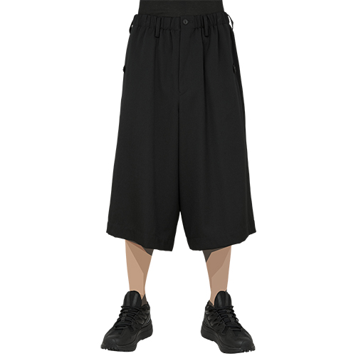 HEM ADJUST WOOL SHORTS BLACK