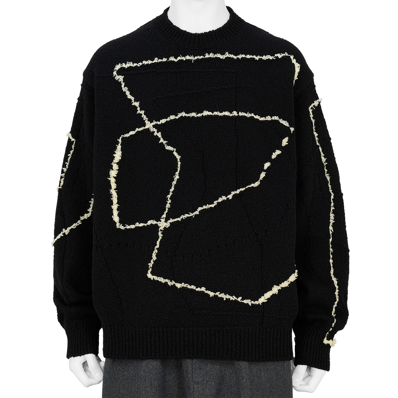 CONTINUOUS LINE EMBROIDERY SWEATER BLACK - YOKE (ヨーク