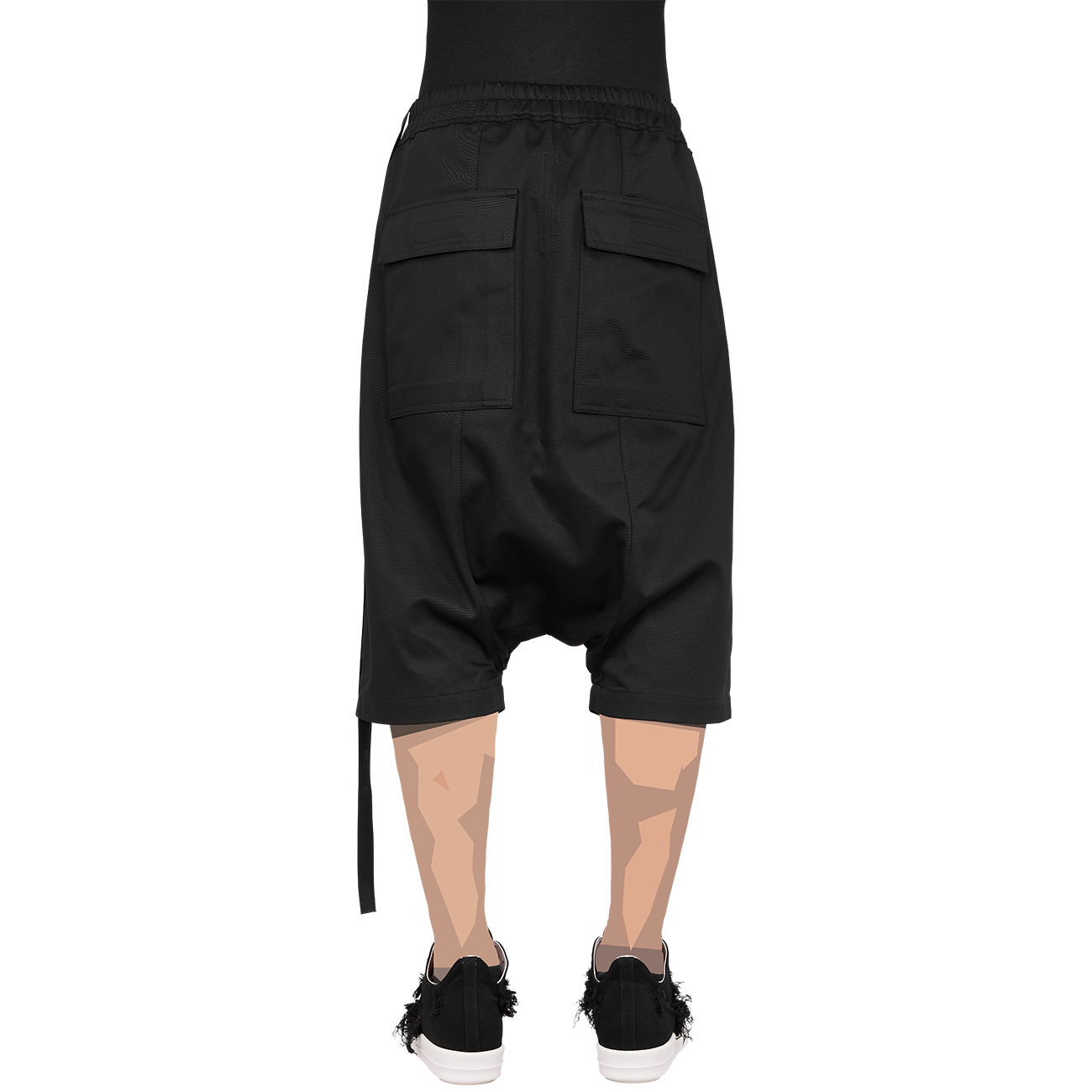 DRAWSTRINGS PODS SHORTS BLACK - RICK OWENS DRKSHDW (リック 