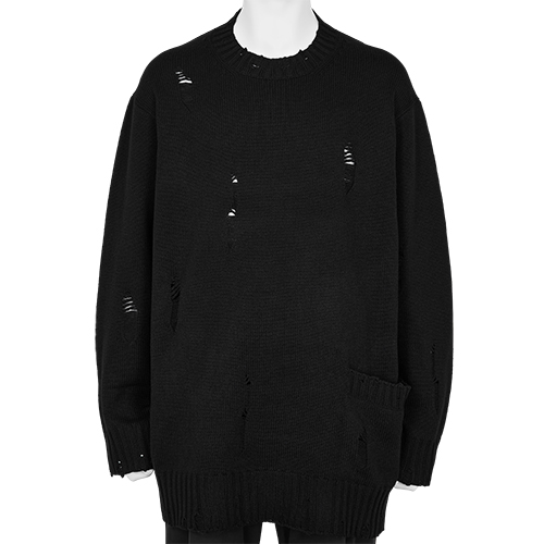 DAMAGED KNIT BLACK