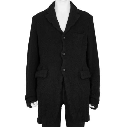 FULLING WOOL JACKET WITH 3 BUTTON BLACK