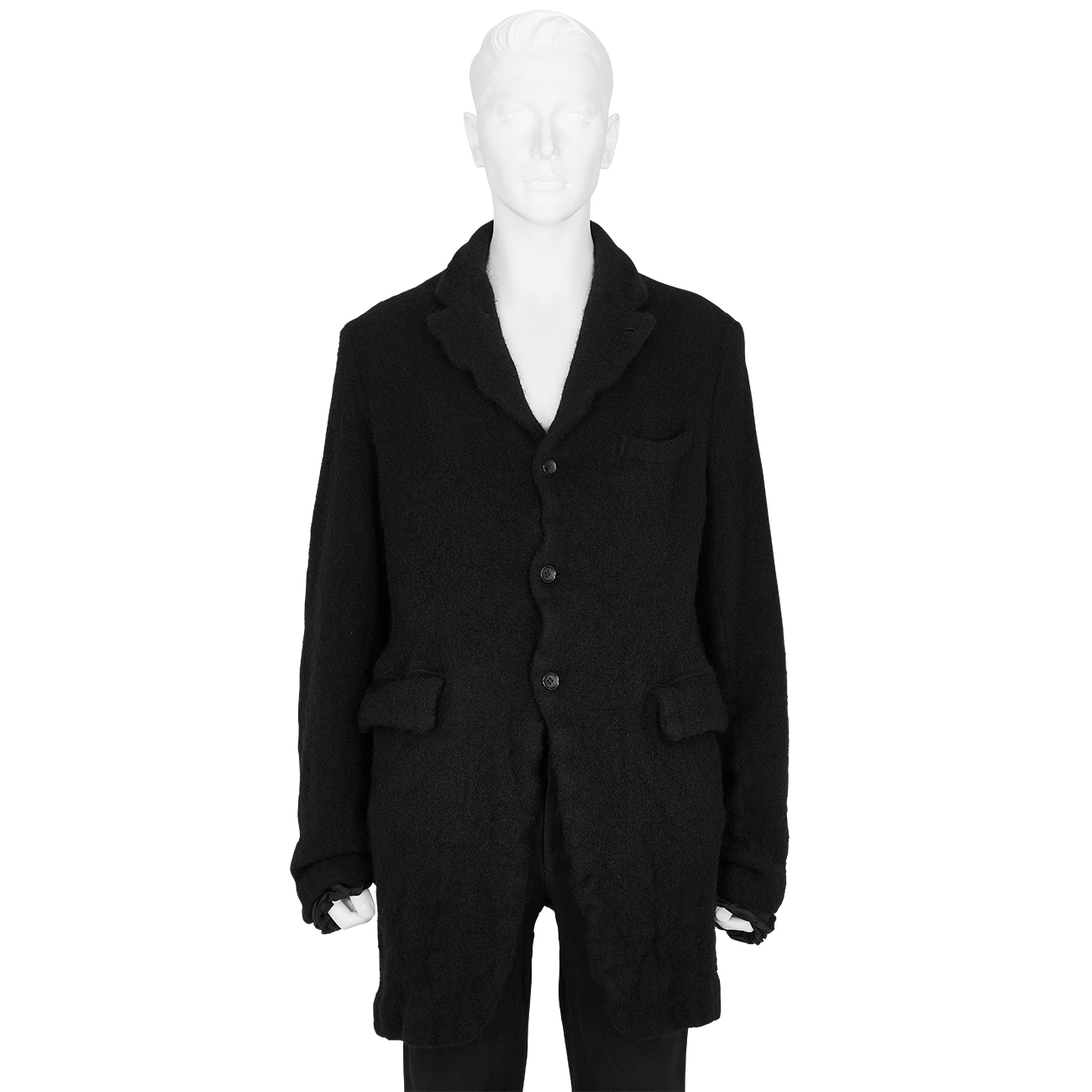 FULLING WOOL JACKET WITH 3 BUTTON BLACK   COMME des GARCONS HOMME