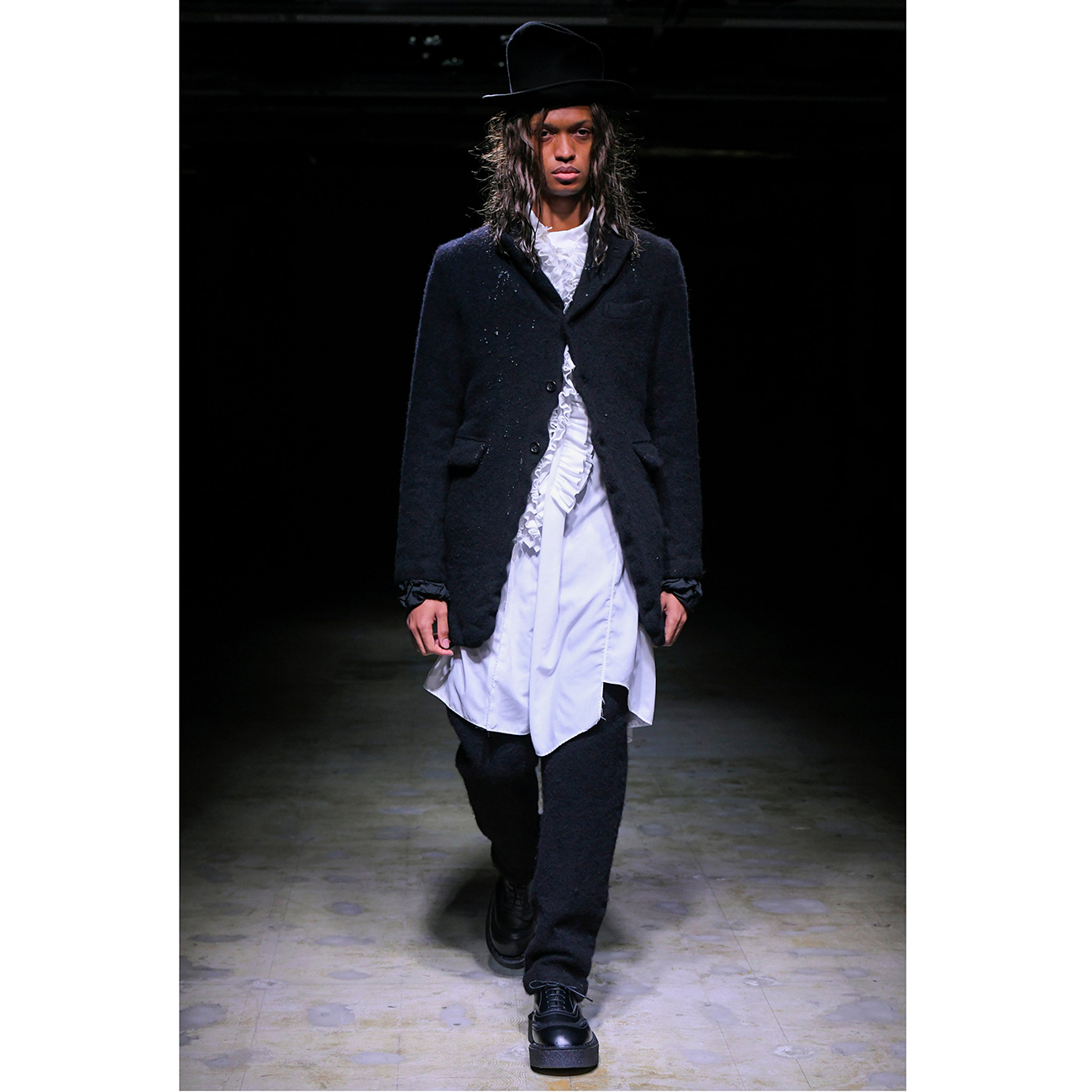 FULLING WOOL JACKET WITH 3 BUTTON BLACK - COMME des GARCONS HOMME