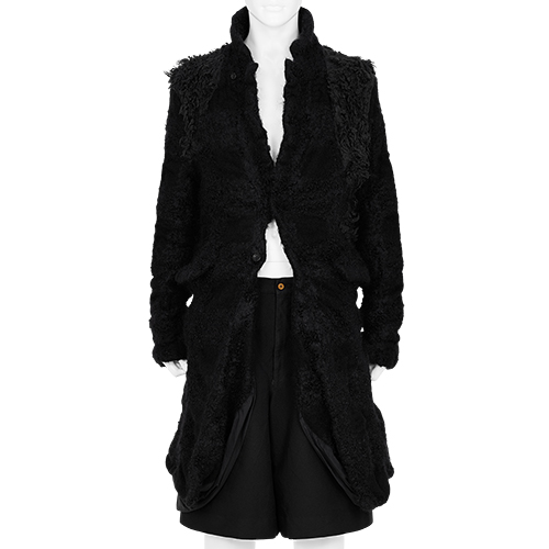 WOOL COAT WITH FAKE FUR BLACK