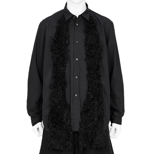 POLYESTER SHIRT WITH LONG FAKE FUR BLACK