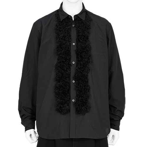 POLYESTER SHIRT WITH FAKE FUR BLACK