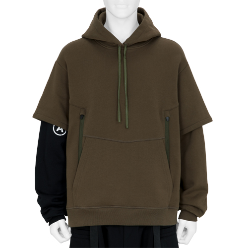 S34-PR ORGANIC COTTON HOODED SWEATSHIRT RAF GREEN×BLACK