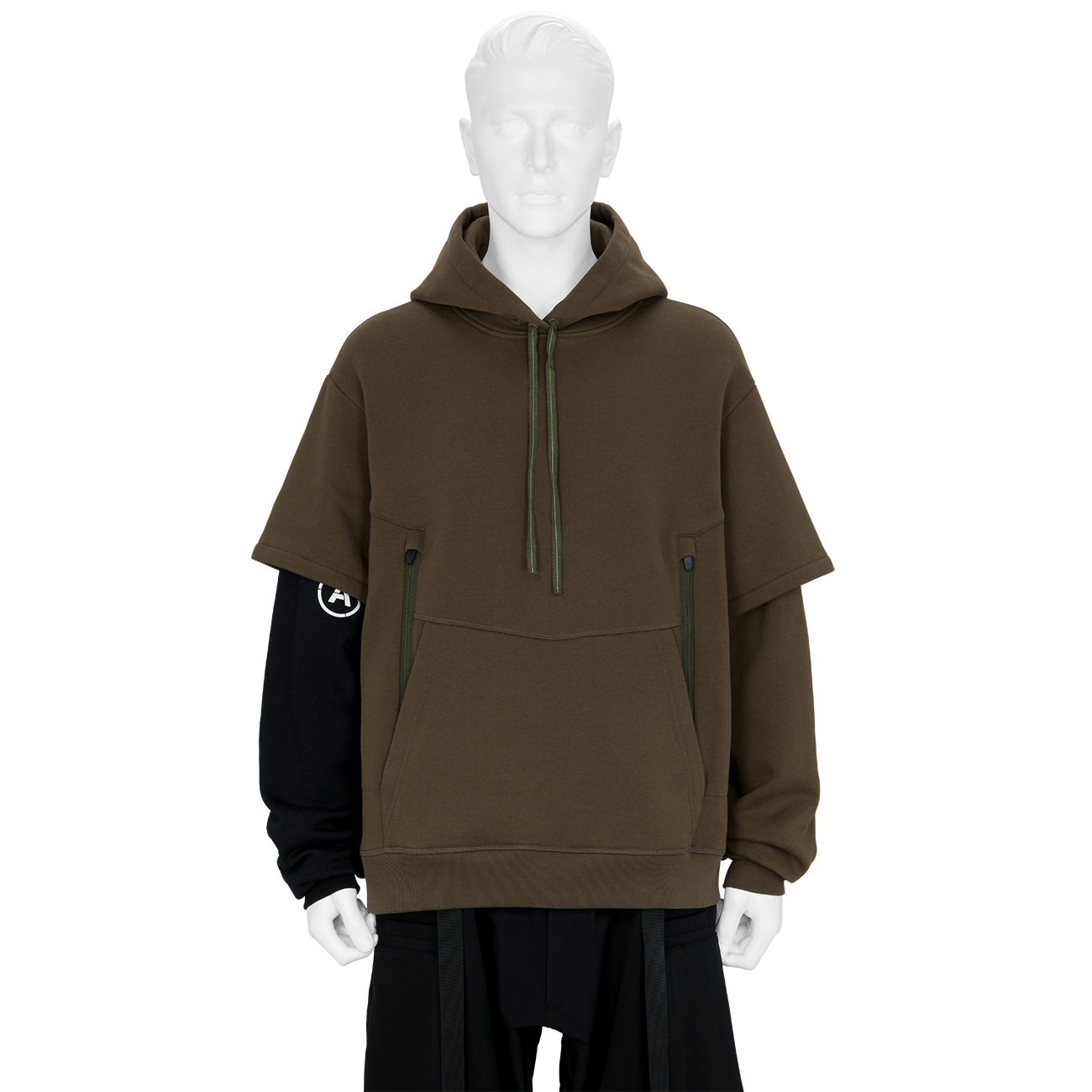 S34-PR ORGANIC COTTON HOODED SWEATSHIRT RAF GREEN×BLACK - ACRONYM